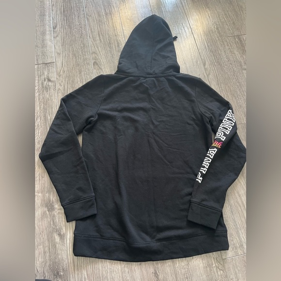 VS PINK black hoodie with sunset ombre color print pink writing small - Picture 4 of 6